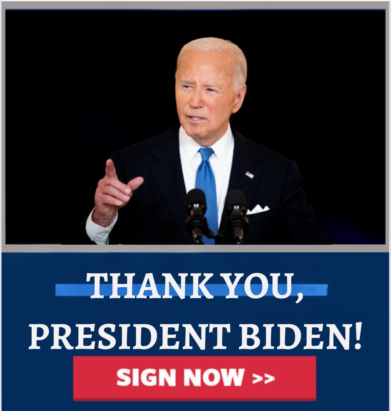 SIGN THE CARD TO THANK PRESIDENT BIDEN