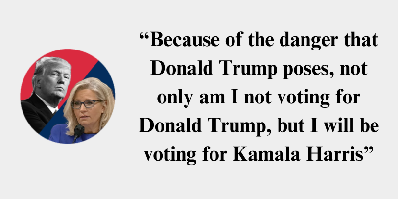 “Because of the danger that Donald Trump poses, not only am I not voting for Donald Trump, but I will be voting for Kamala Harris”