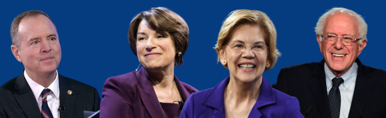 Adam Schiff, Elizabeth Warren, Bernie Sanders, and Amy Klobuchar